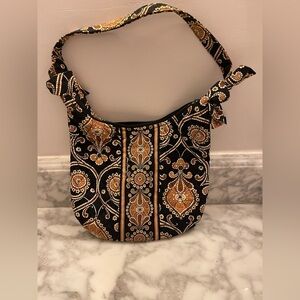VERA BRADLEY CAFFE LATTE Retired Small Olivia Purse Shoulder Bag Black Brown